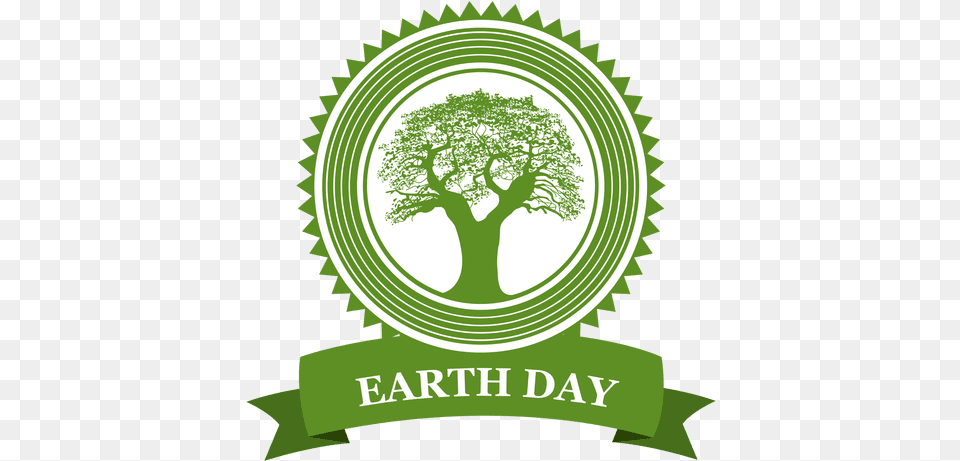 Earth Day Tree Badge Transparent U0026 Svg Vector File Transparent Earth Day Logo, Green, Plant, Vegetation, Grass Free Png