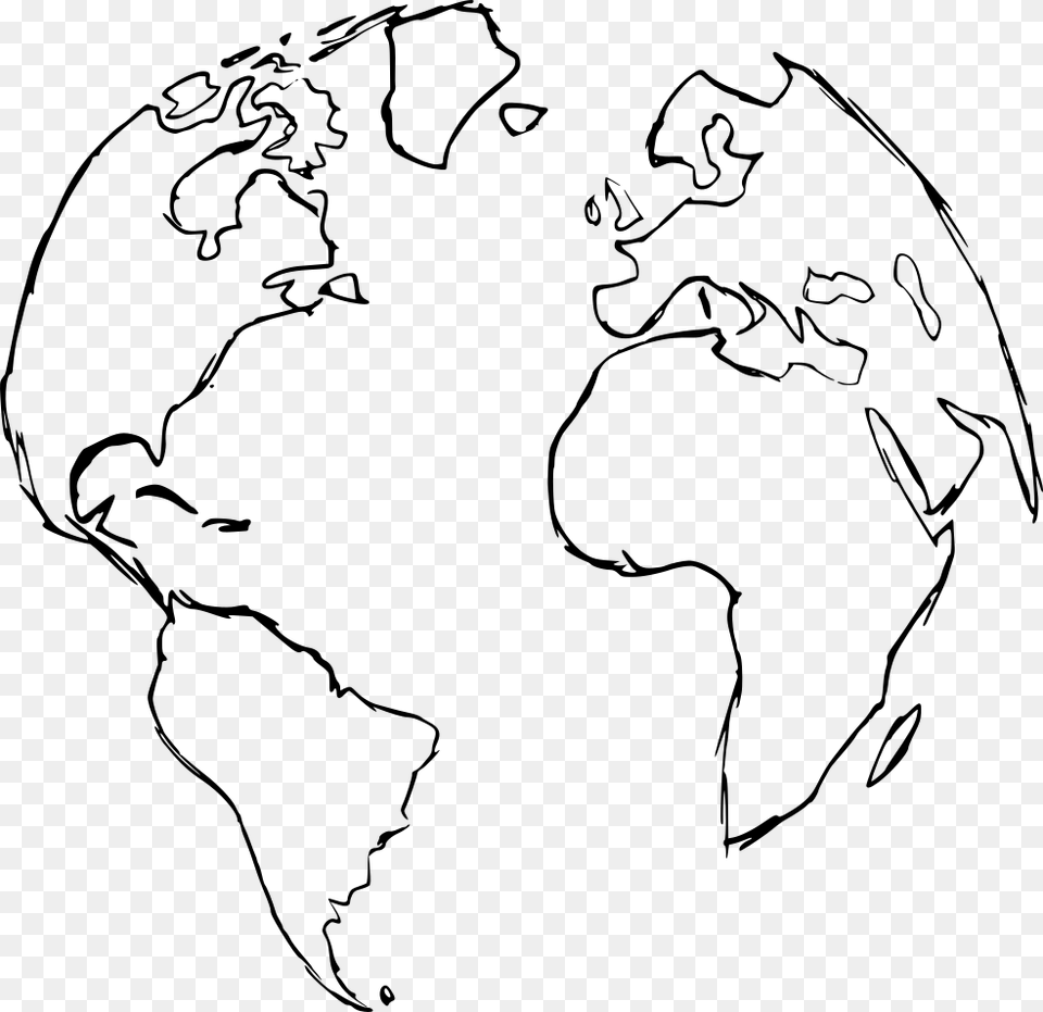 Earth Drawing Doodle 2 Line Art, Gray Free Transparent Png