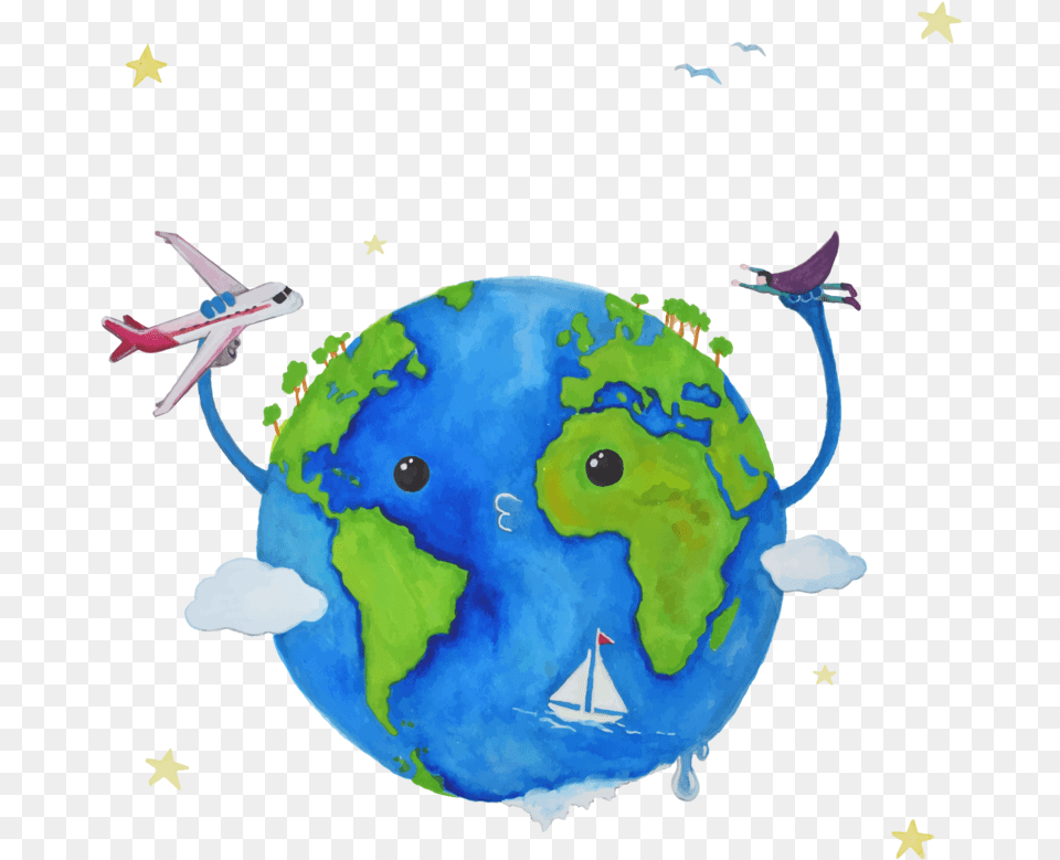 Earth Globe Area Day Cartoon Download Hq Aesthetic Cartoon Transparent Background Earth, Astronomy, Outer Space, Planet, Aircraft Png