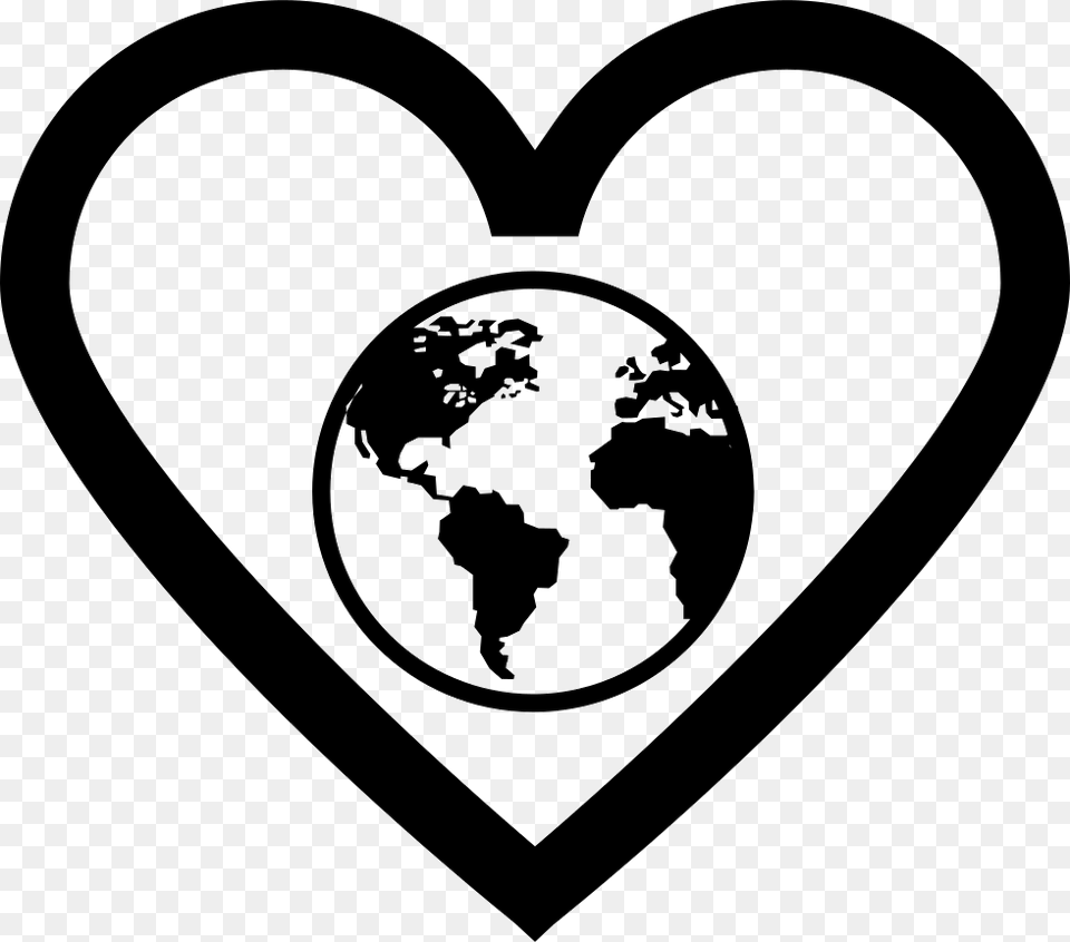 Earth Globe In Heart Outline, Stencil, Face, Head, Person Png Image