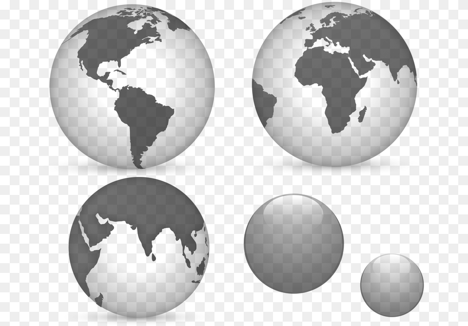 Earth Globe Planet Glass Transparent Background Simple Black And White Globe, Gray Png Image