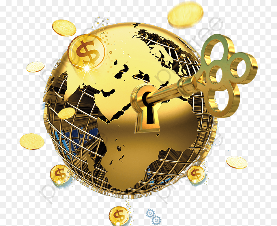 Earth Gold Gold Globe, Sphere, Astronomy, Outer Space, Planet Free Png Download