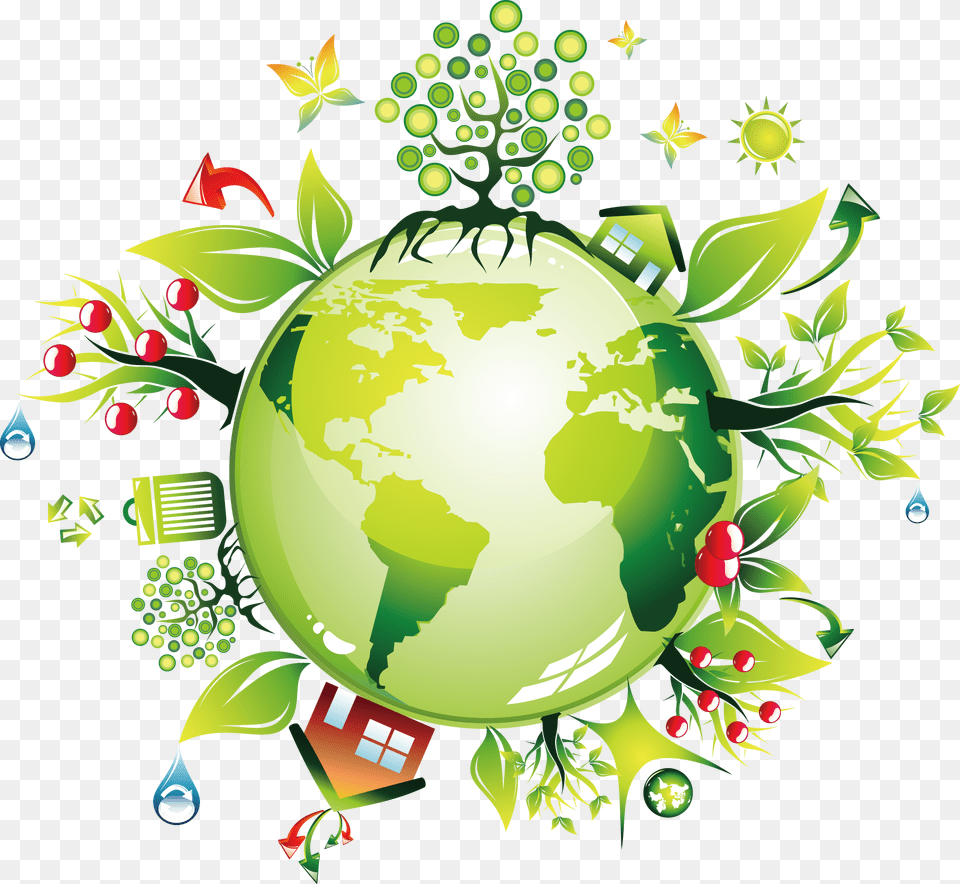 Earth Green Environmentally Friendly Go Green Environment, Art, Graphics, Floral Design, Pattern Free Png Download