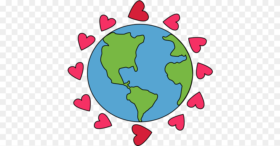Earth Heart Clipart Earth With Hearts Clipart, Astronomy, Outer Space, Planet, Globe Free Png Download