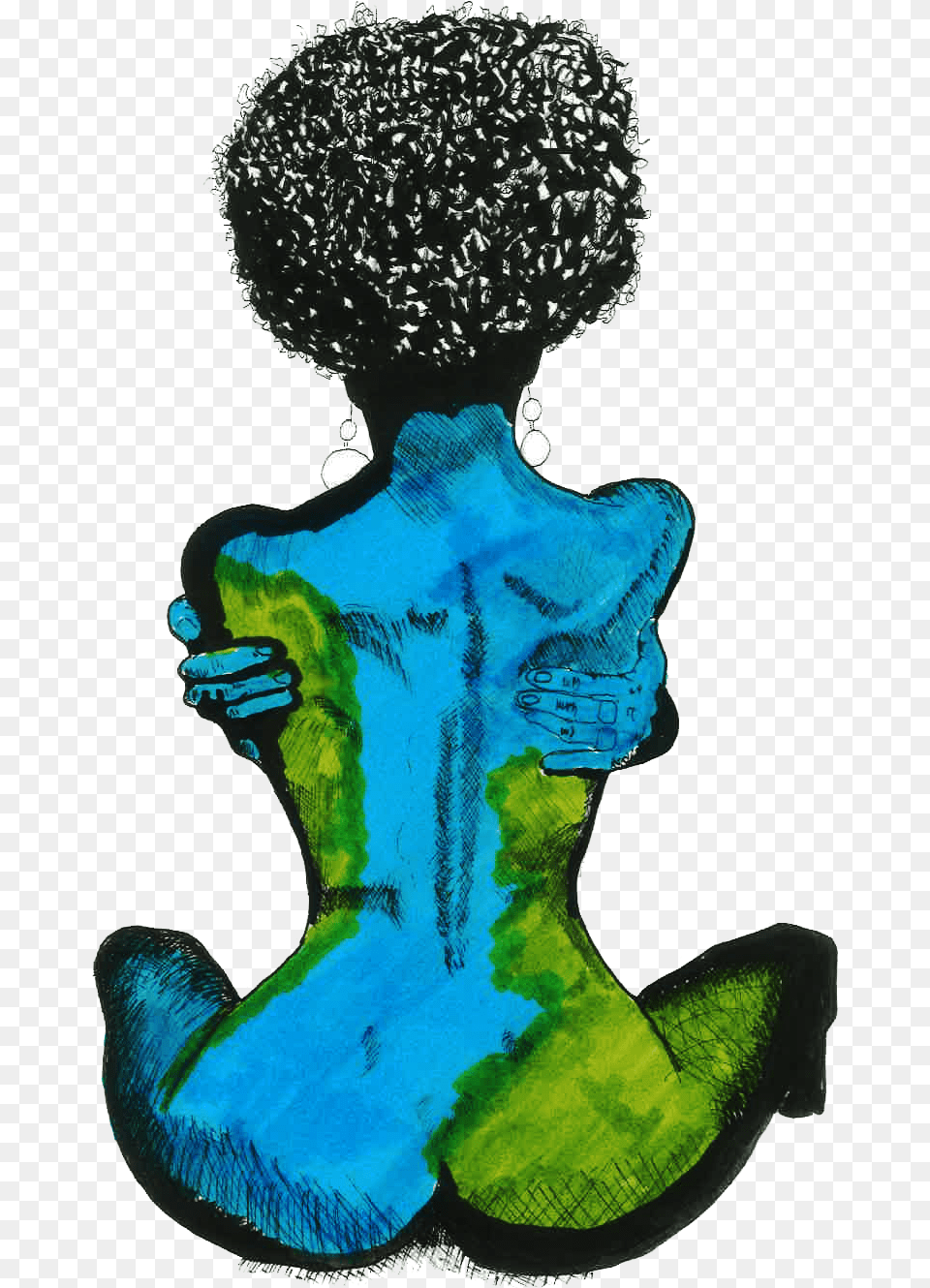 Earth Lady Illustration, Person, Back, Body Part, Face Free Transparent Png