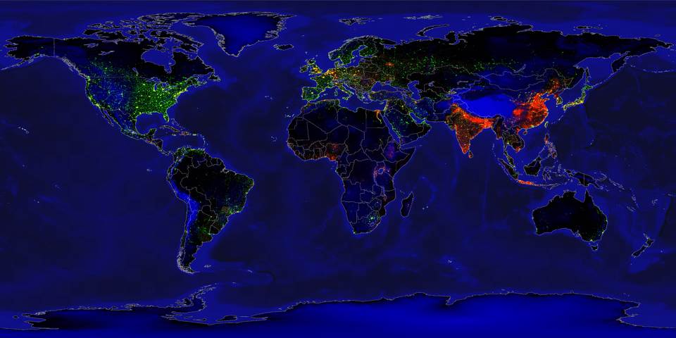 Earth Lights Vs Population Density World Map Free Png