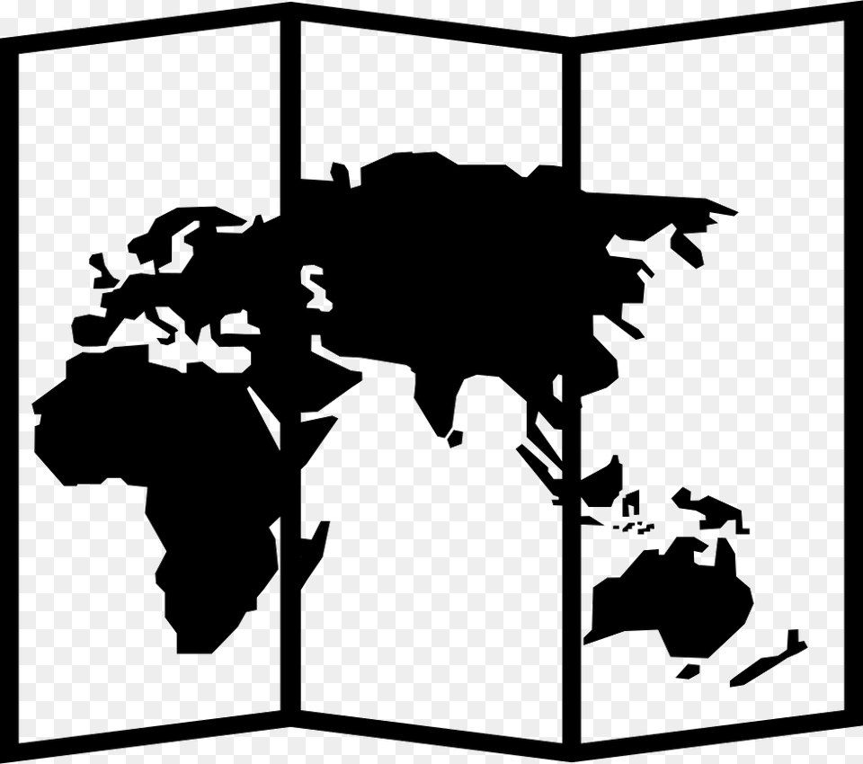 Earth Map Paper High Resolution World Map Black, Stencil, Silhouette, Door, Person Free Png Download