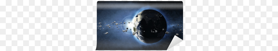 Earth Planet With Rising Sun And Asteroid Belt Wall Electro Planet Various, Astronomy, Outer Space, Globe Png Image