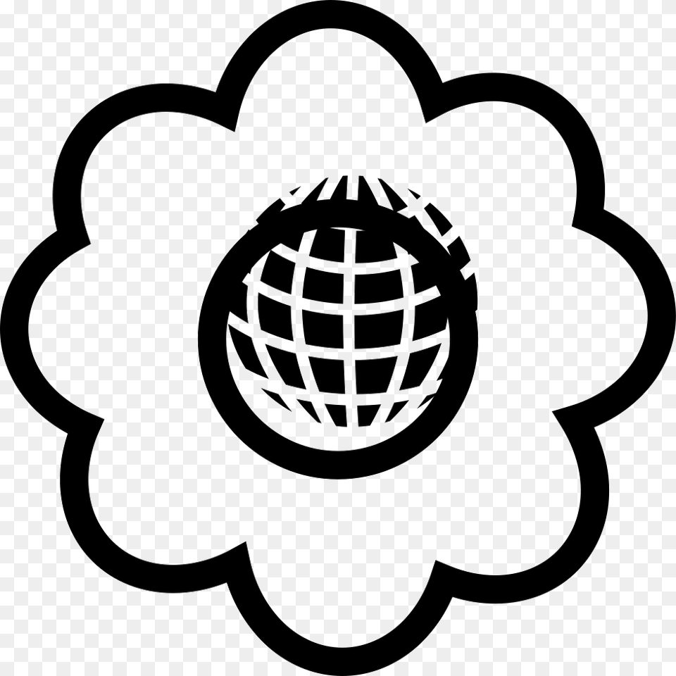 Earth Shape In A Flower Outline Icon Sheep, Stencil, Ammunition, Grenade, Weapon Free Png