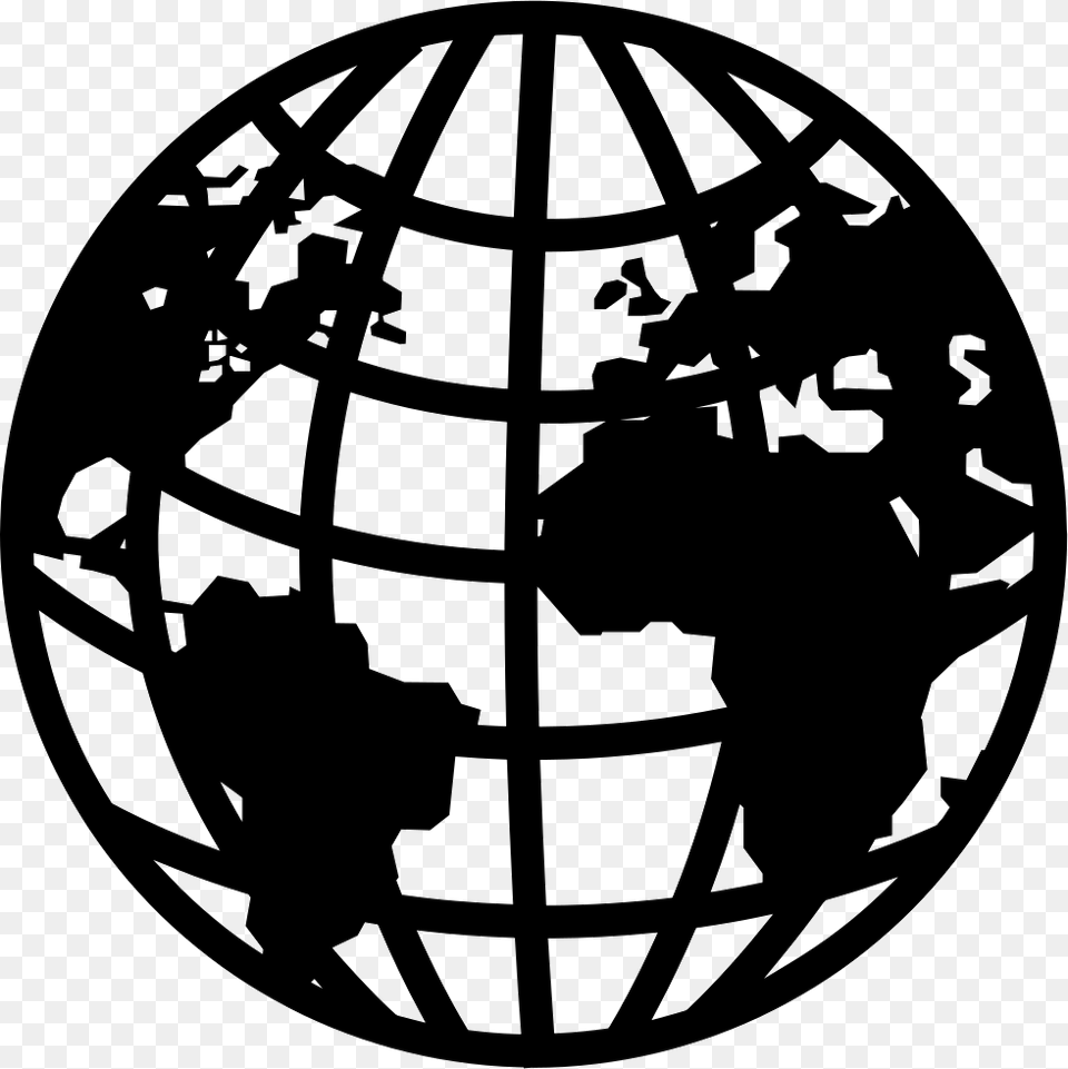Earth Symbol With Continents And Grid Comments Earth Grid Black And White, Astronomy, Globe, Outer Space, Planet Free Png