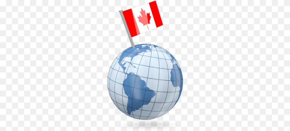 Earth With Flag Pin Earth With Canada Flag, Astronomy, Outer Space, Ammunition, Grenade Free Transparent Png
