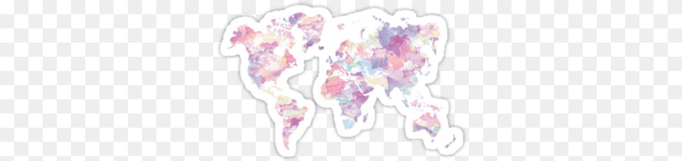 Earth39 Sticker By P H Pastel Watercolor World Map, Chart, Plot, Diaper, Atlas Png Image