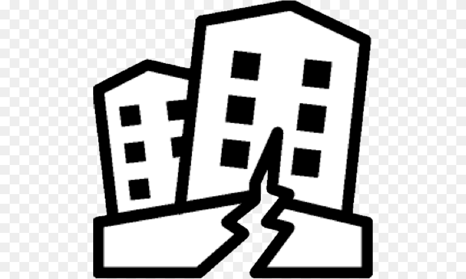 Earthquake Black And White Clipart, City, Stencil, Architecture, Building Free Transparent Png