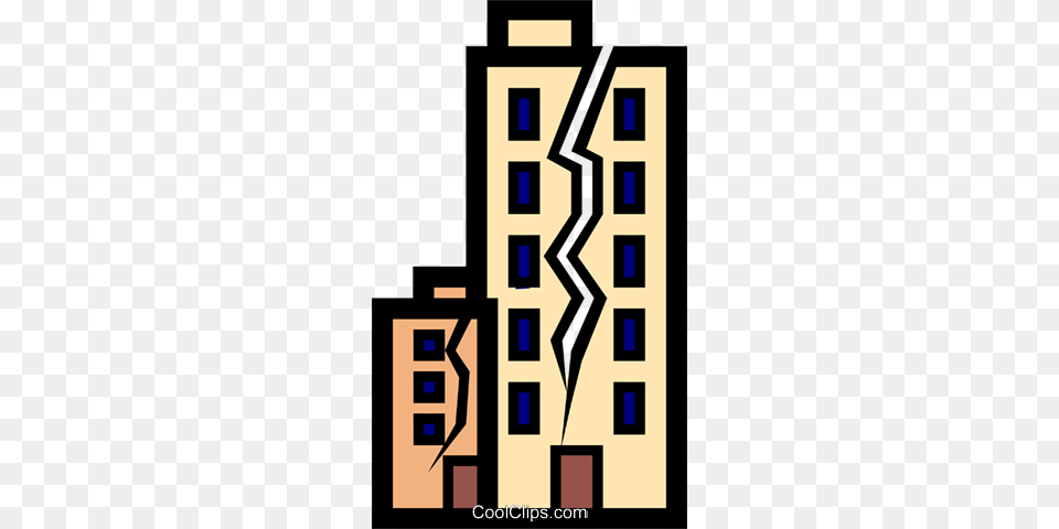 Earthquake Royalty Vector Clip Art Illustration, Urban, Housing, High Rise, Condo Png