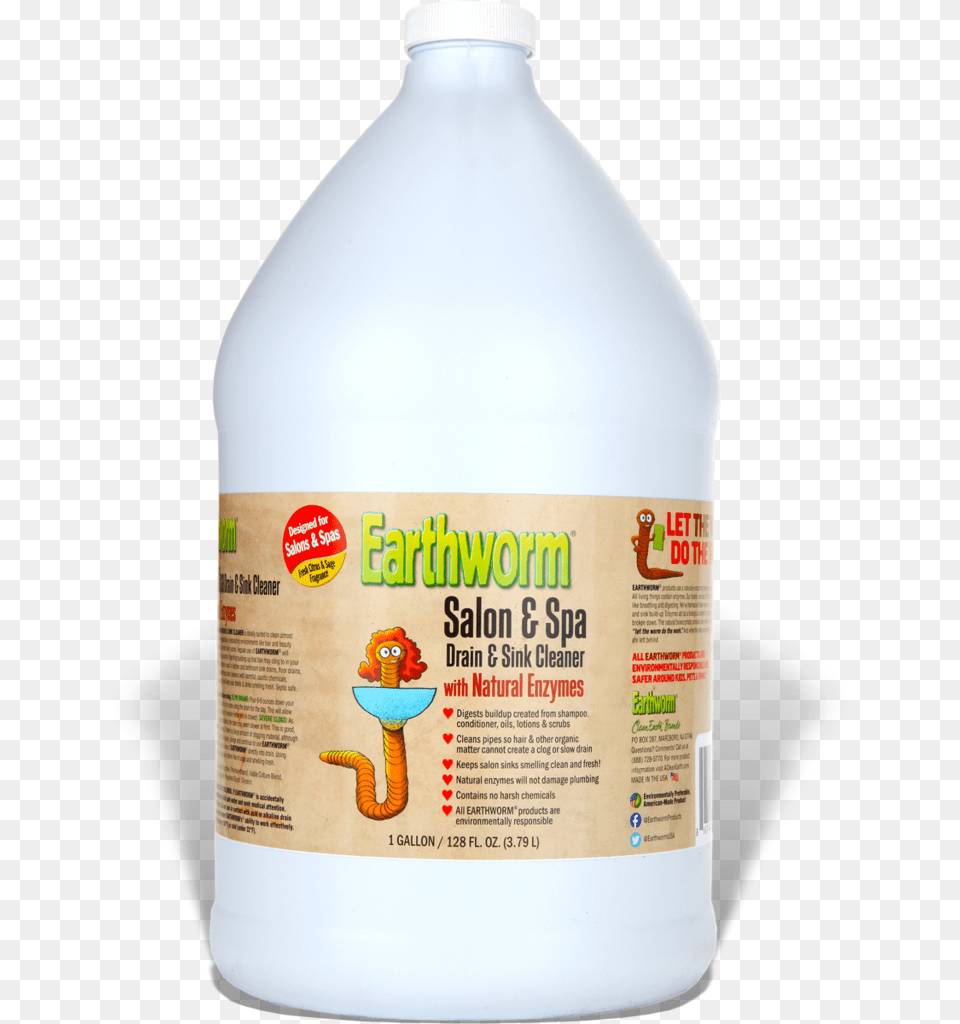 Earthworm Salon Amp Spa Drain And Sink Cleaner, Bottle, Beverage, Milk, Jug Free Png Download