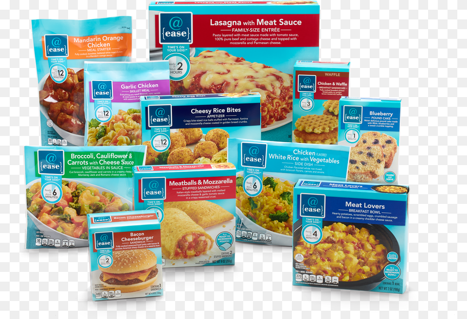 Ease Product Line Up Ease Frozen Meals, Advertisement, Burger, Food, Lunch Png Image