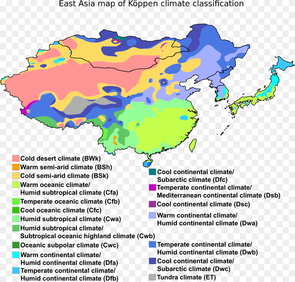 East Asia Map Of Kppen Climate Classification East Climate Map, Chart, Plot, Person, Atlas Png Image