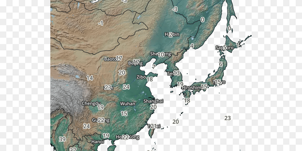 East Asia Temperatures Map East Asia Province Map, Chart, Plot, Atlas, Diagram Free Png Download