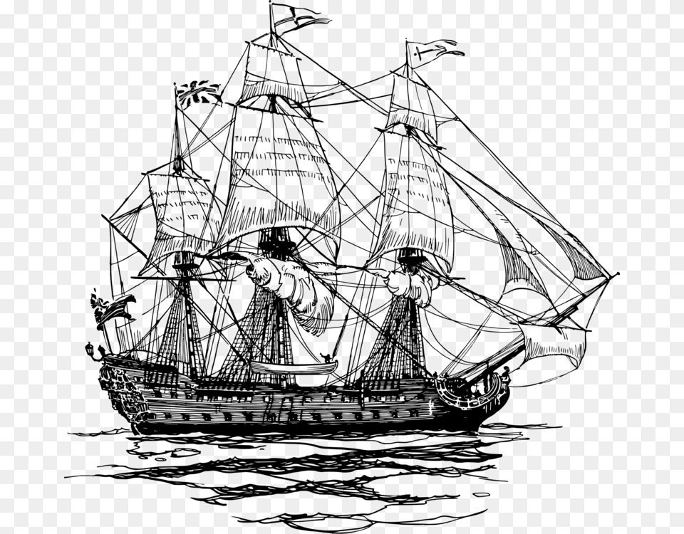 East Clipper Black And White Pirate Ship, Gray Png
