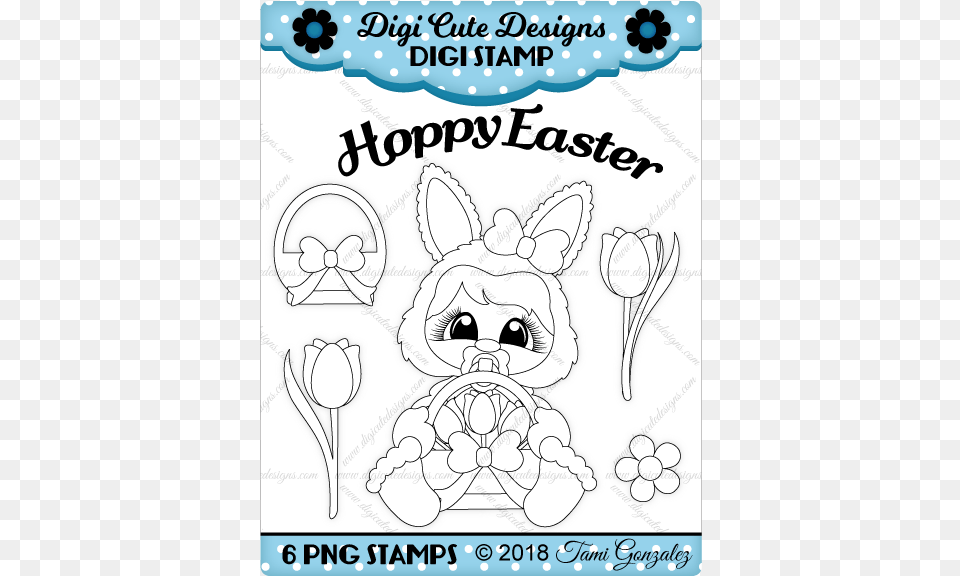 Easter Baby Bunny Digi Stamp Easter Bunny Flower Independence Day, Book, Comics, Publication, Advertisement Free Transparent Png
