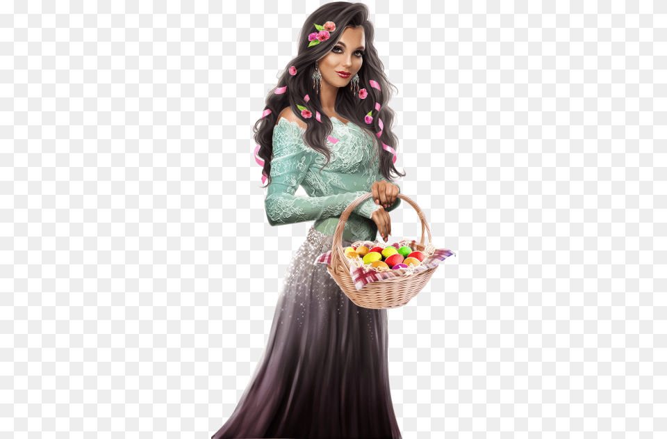 Easter Basket, Clothing, Dress, Formal Wear, Adult Png