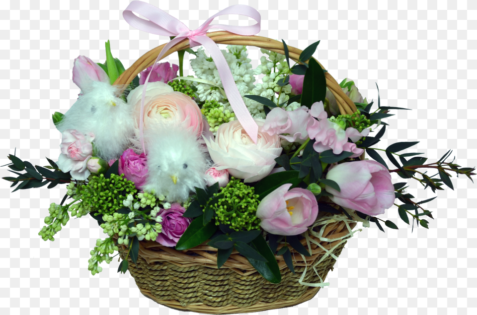 Easter Basket Easter Flower Basket, Flower Bouquet, Plant, Flower Arrangement, Rose Free Png Download