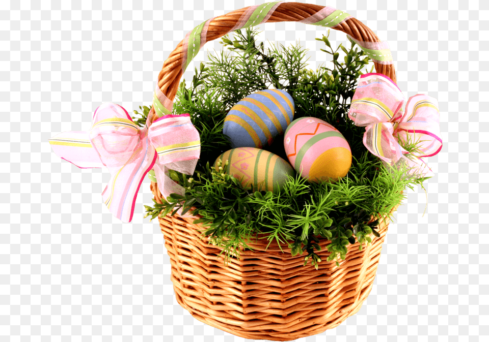 Easter Basket Eggs Easter Egg Basket, Plant, Food, Ball, Sport Png Image