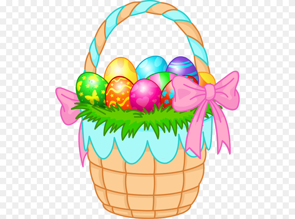 Easter Basket Eggs Pink Ribbon, Egg, Food, Animal, Fish Free Png Download