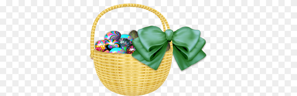 Easter Basket Green Ribbon Png