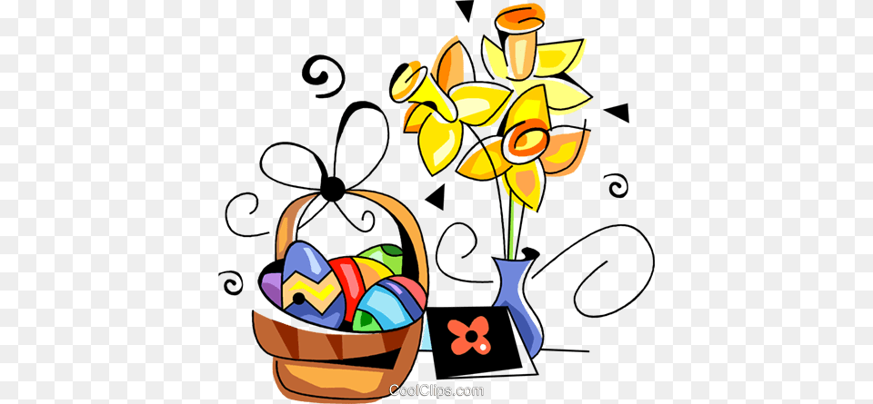 Easter Basket Royalty Free Vector Clip Art Illustration, Graphics, Flower, Plant Png