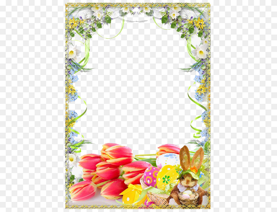 Easter Border File Easter Egg Frame, Plant, Flower, Flower Arrangement, Flower Bouquet Png