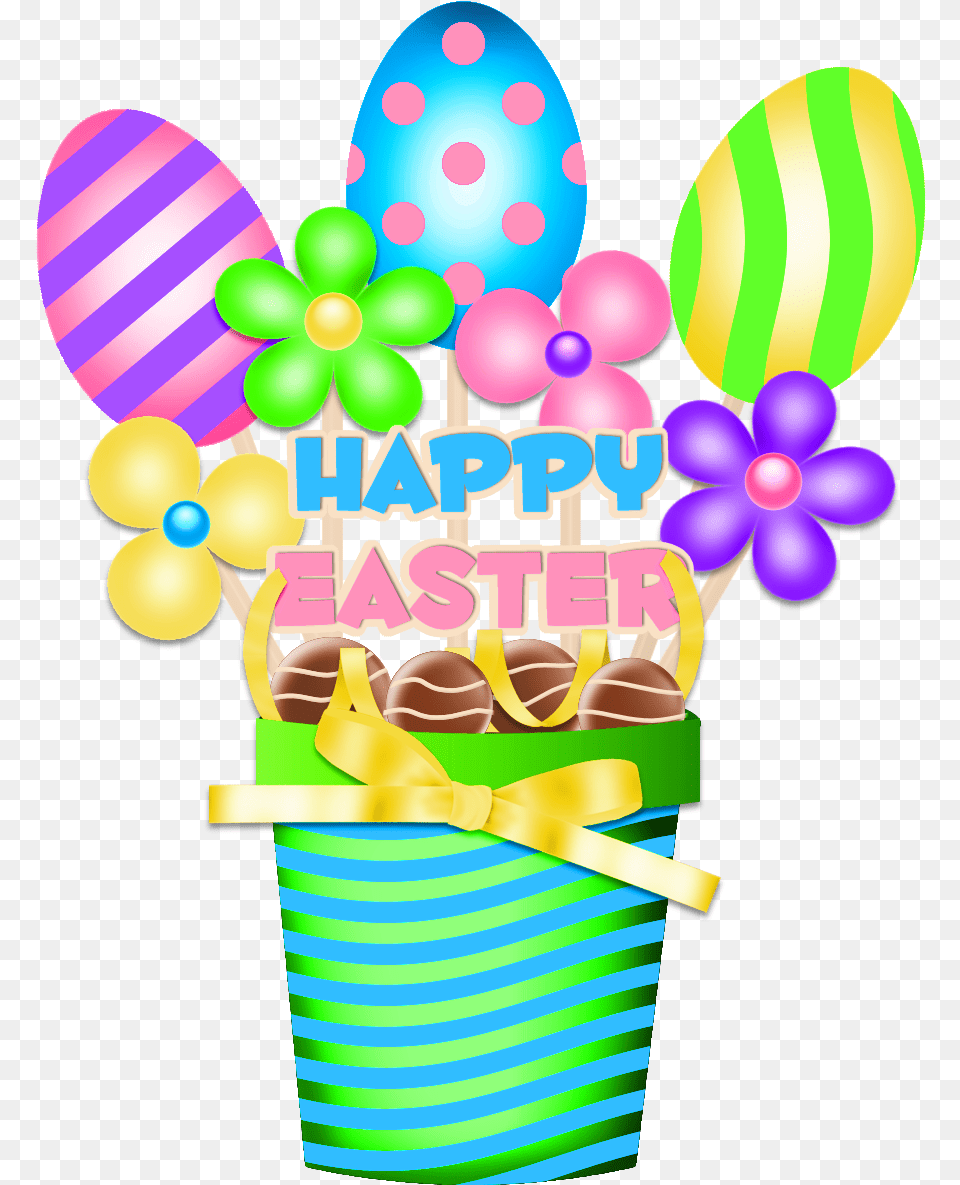 Easter Bucket Decoration Clipart Picture Happy Easter Decorations Clipart, Balloon, People, Person, Food Png