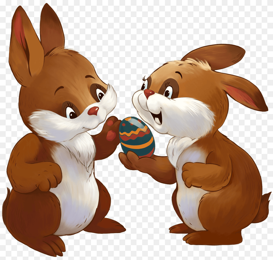 Easter Bunnies Clipart, Cartoon Free Png