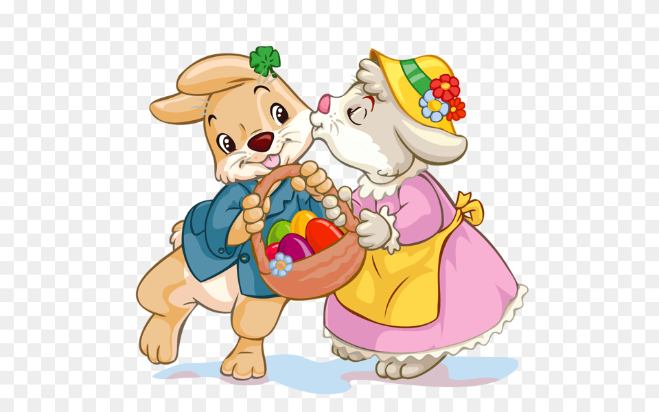 Easter Bunnies With Egg Basket Clipart Egg, Baby, Person, Face, Head Png