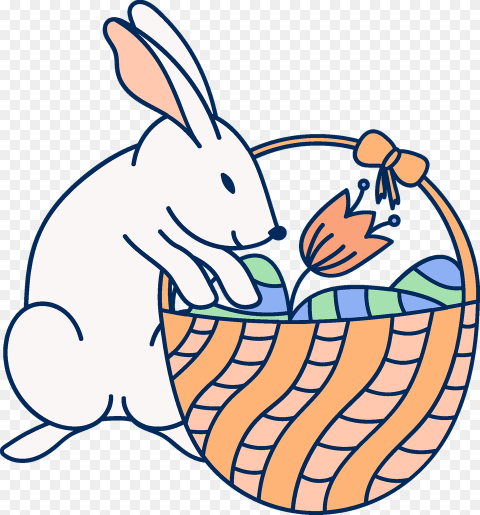 Easter Bunny And Basket Clipart, Animal, Mammal, Rabbit, Fish Png Image