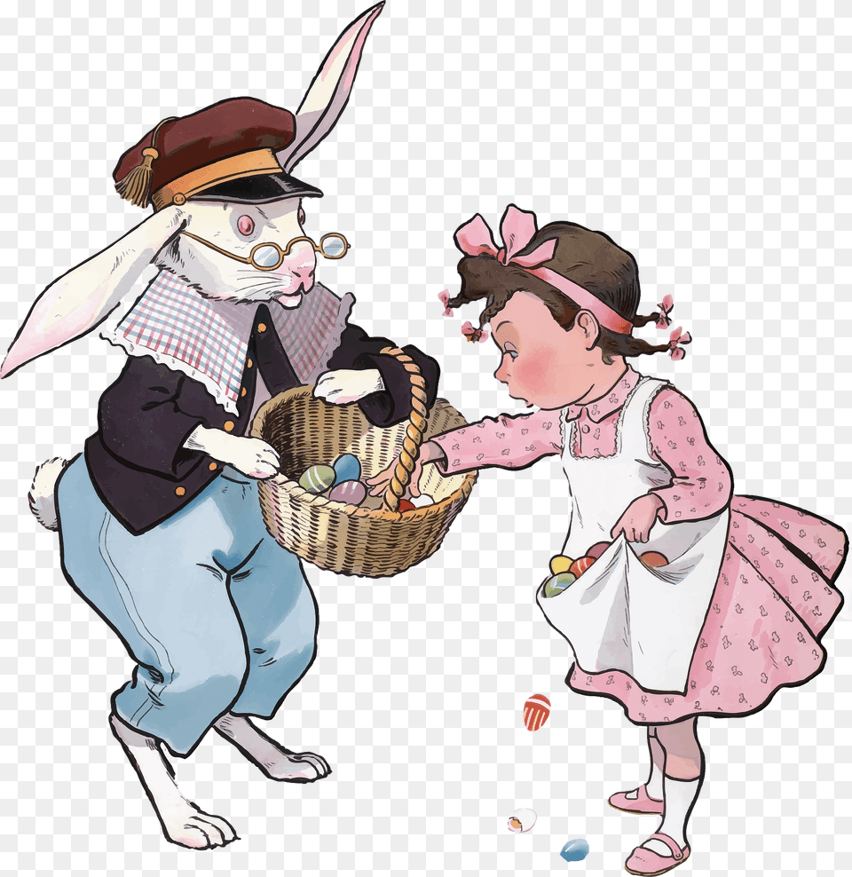 Easter Bunny And Girl Clipart, Baby, Person, Clothing, Footwear Png