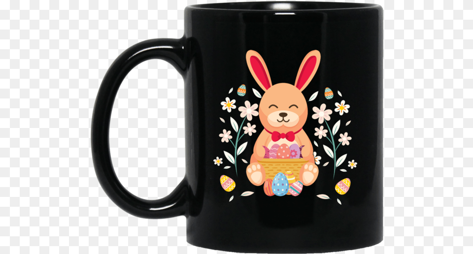 Easter Bunny Basket Eggs 11oz 15oz Black Mugs, Cup, Beverage, Coffee, Coffee Cup Png Image