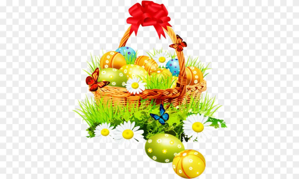 Easter Bunny Egg Basket Best Gift Beautiful Easter Basket Flowers Eggs, Daisy, Flower, Plant, Food Png Image