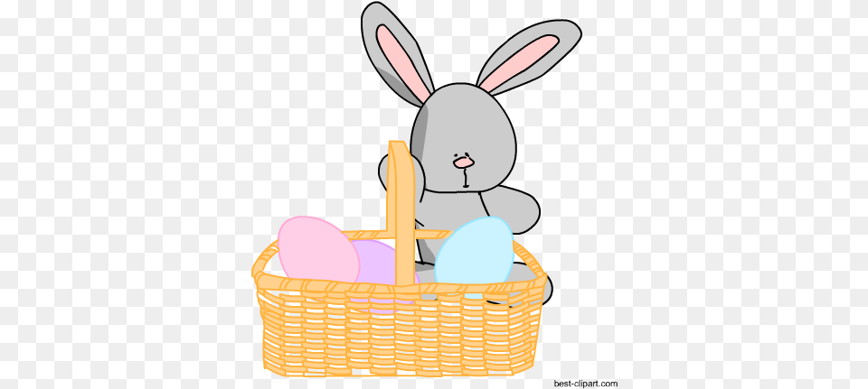 Easter Bunny With Basket Full Of Eggs Easter Free Png Download