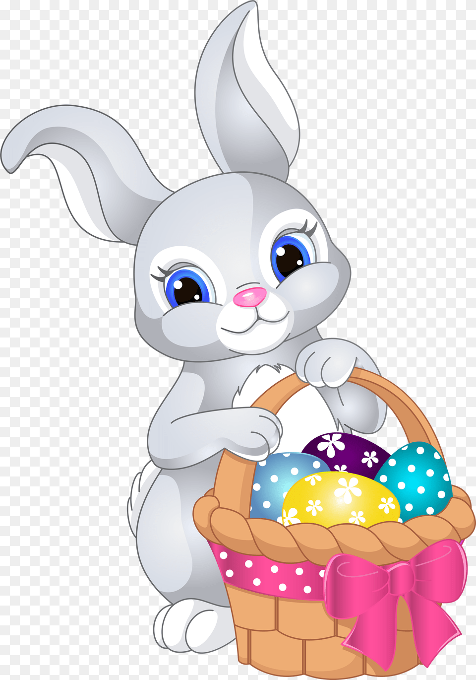 Easter Bunny With Egg Basket Clip Art Image Cute Cartoon Easter Bunny Free Png Download