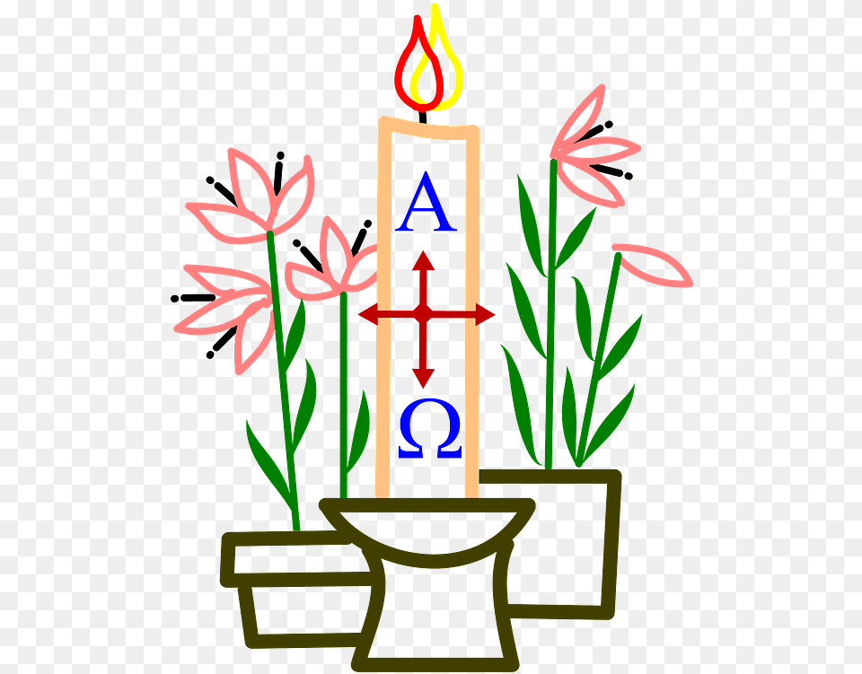 Easter Candle And Flowers Clipart Clip Art Paschal Candle, Altar, Architecture, Building, Church Free Transparent Png
