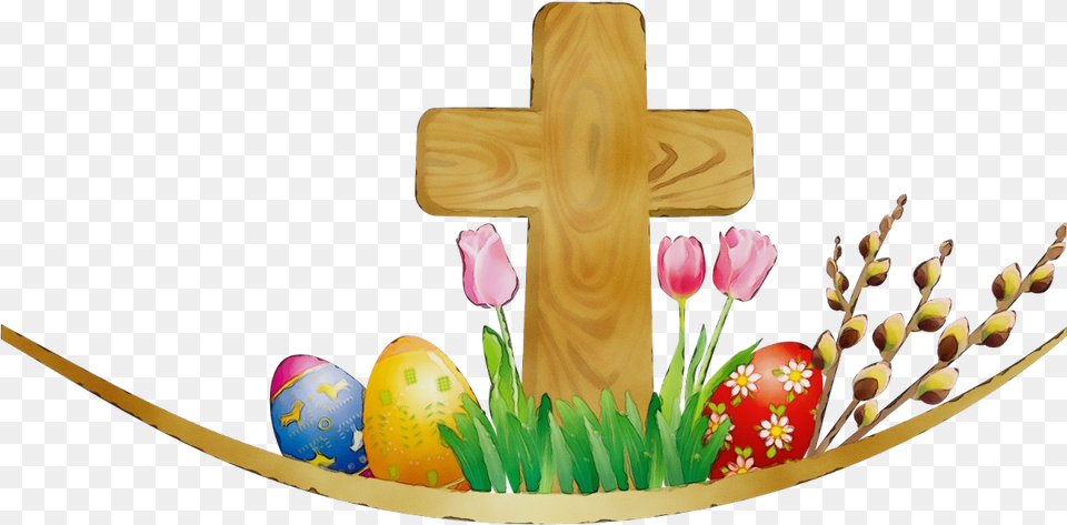 Easter Candle Background Easter Eggs And Cross, Symbol, Egg, Food, Flower Free Png Download