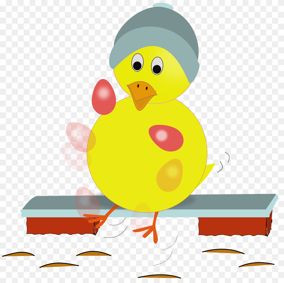 Easter Chick Kicking Eggs Clipart, Balloon, Nature, Outdoors, Snow Png Image