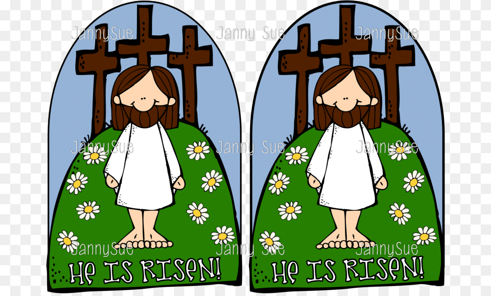 Easter Clipart Verse He Is Risen Melonheadz, Cross, Symbol, Person, Baby Png