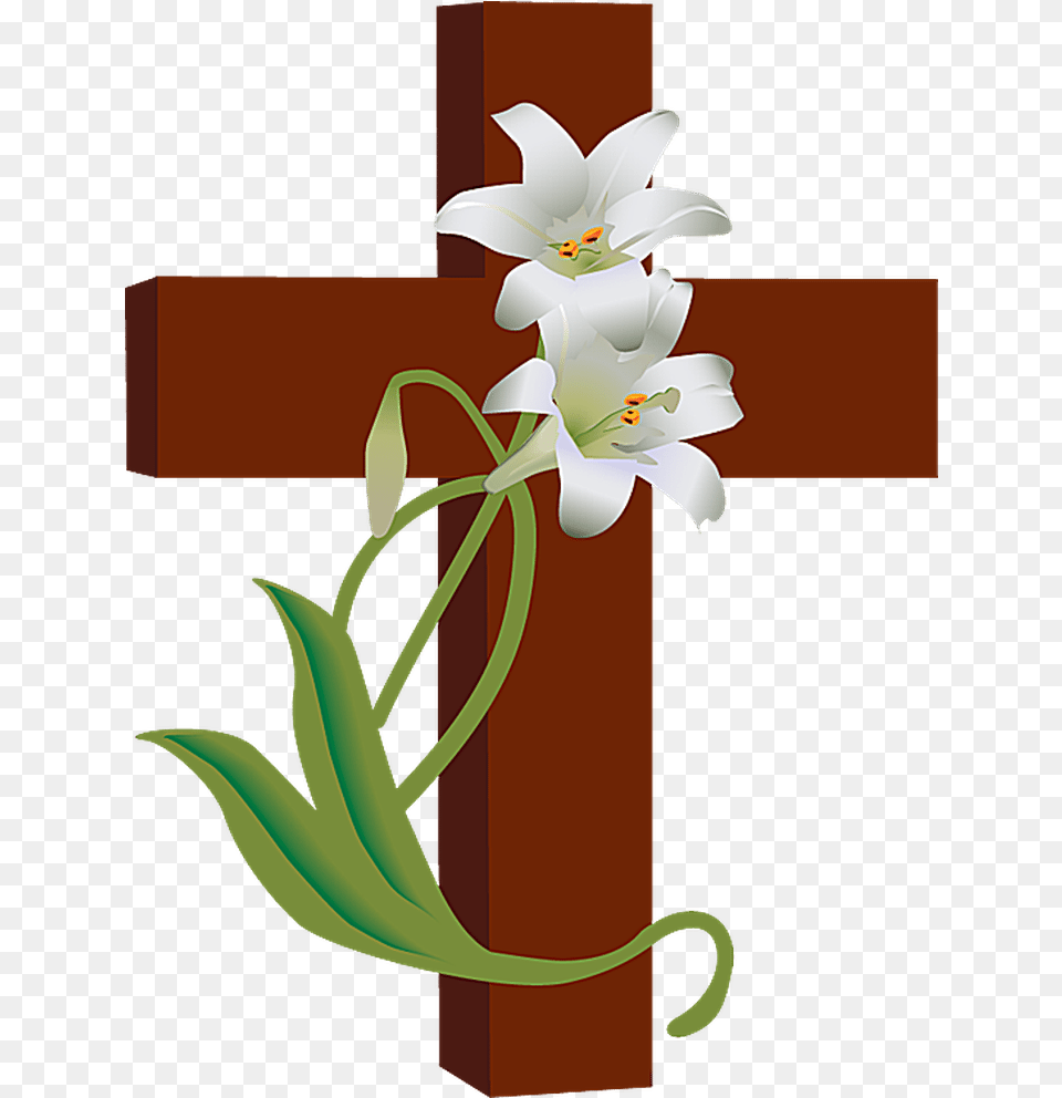 Easter Cross Clipart Transparent Catholic Rest In Peace, Flower, Plant, Lily, Flower Arrangement Png