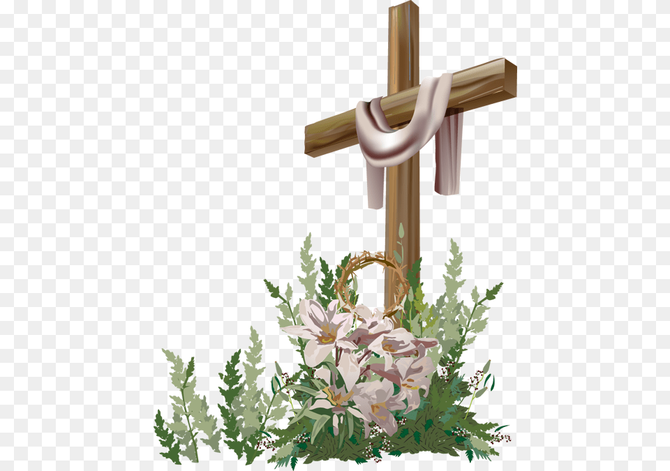 Easter Cross Jpg Freeuse Happy Easter With Cross, Symbol, Flower, Plant Png