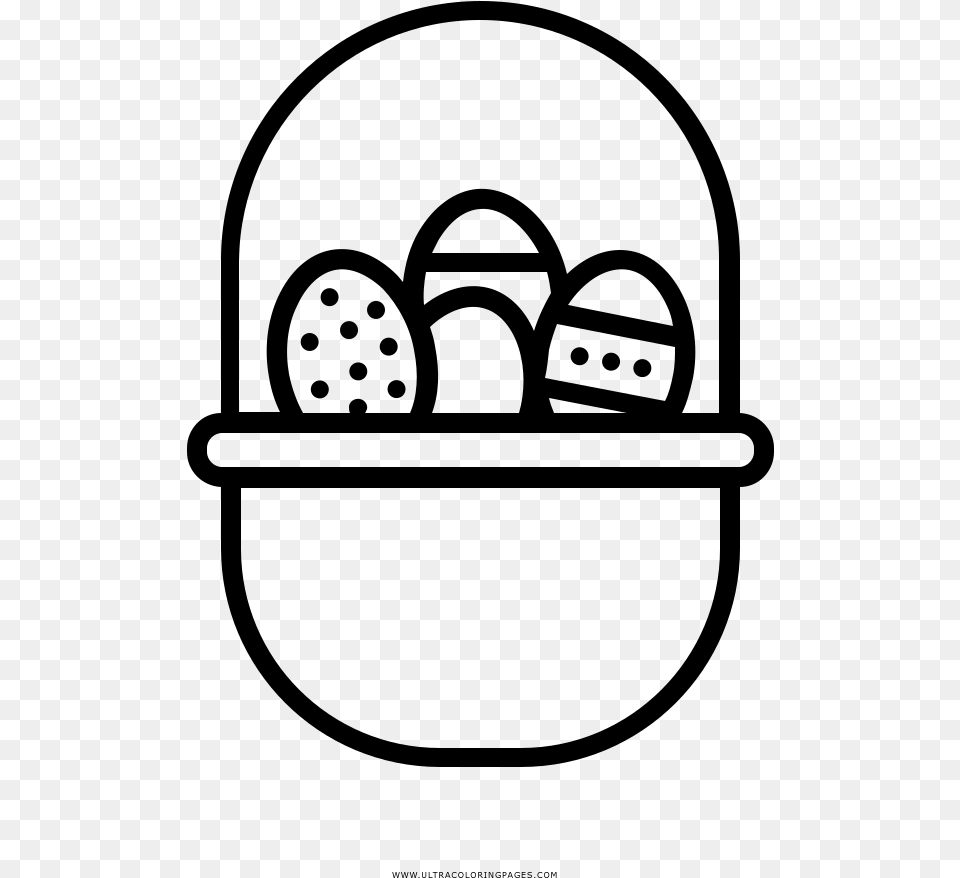 Easter Egg Basket Coloring Page, Gray Png Image
