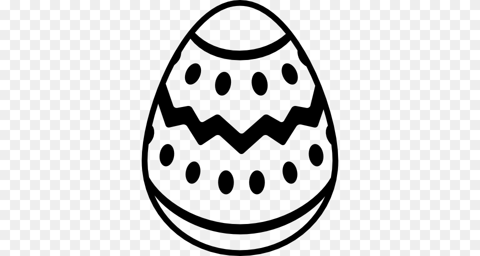 Easter Egg Of White Chocolate With Dark Lines And Dots Decoration, Easter Egg, Food, Animal, Bear Png Image