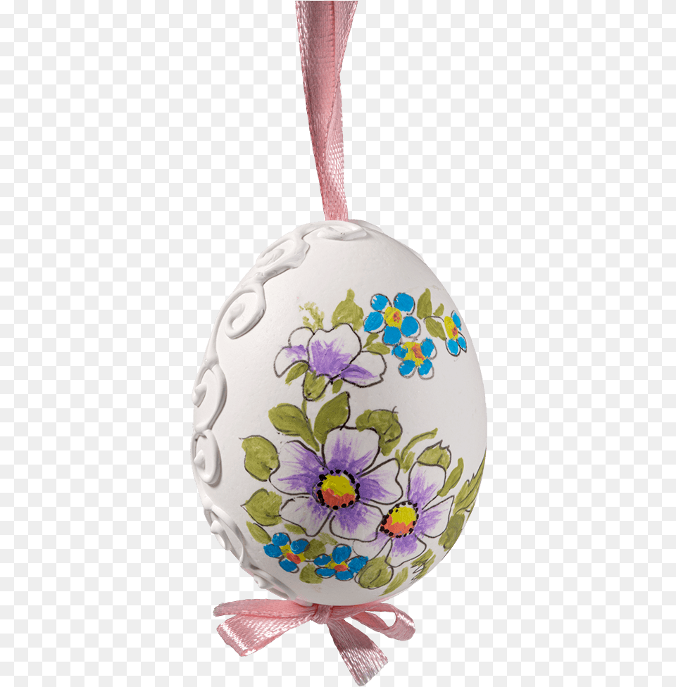 Easter Egg White With Mallow And Forget Me Not Locket, Accessories, Ornament, Flower, Plant Free Png