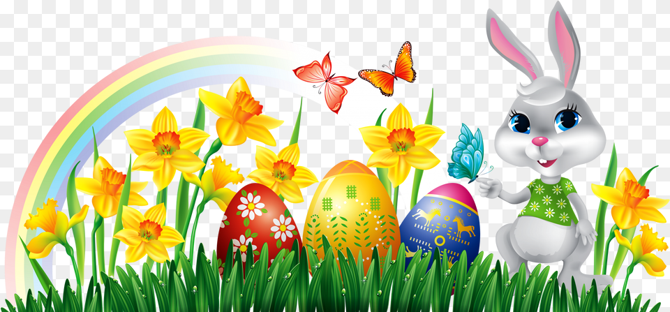 Easter Eggs And Bunny Clipart, Plant, Food, Flower, Egg Png